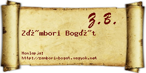 Zámbori Bogát névjegykártya